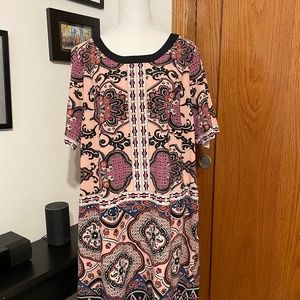 NWT Gibson*Latimer shift dress pink print size 1X